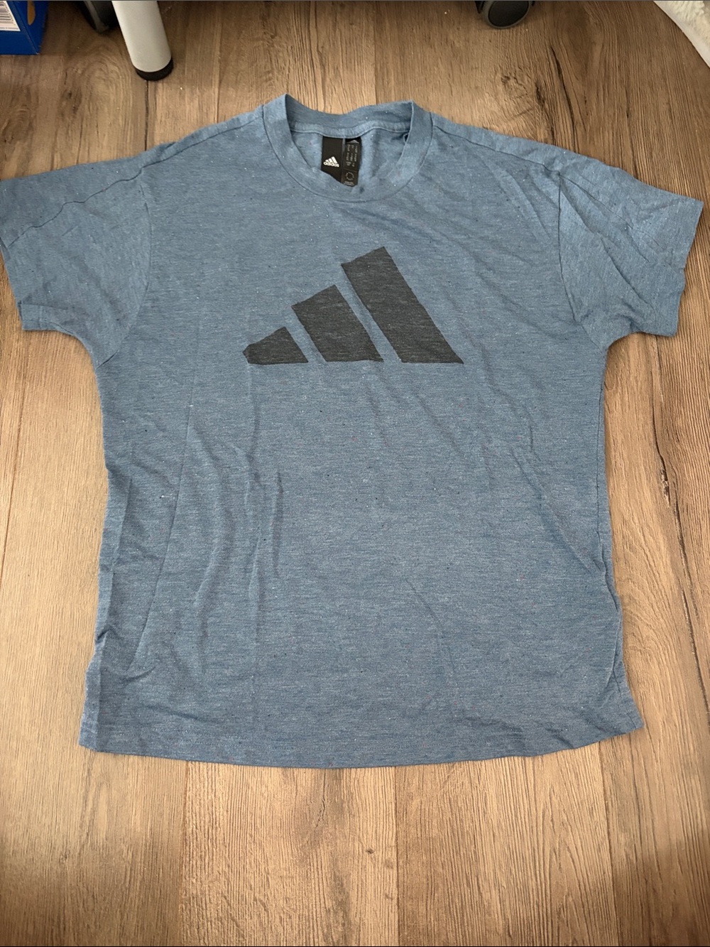 adidas Heather Blue Short Sleeve Logo Tee. Women’s Size Small